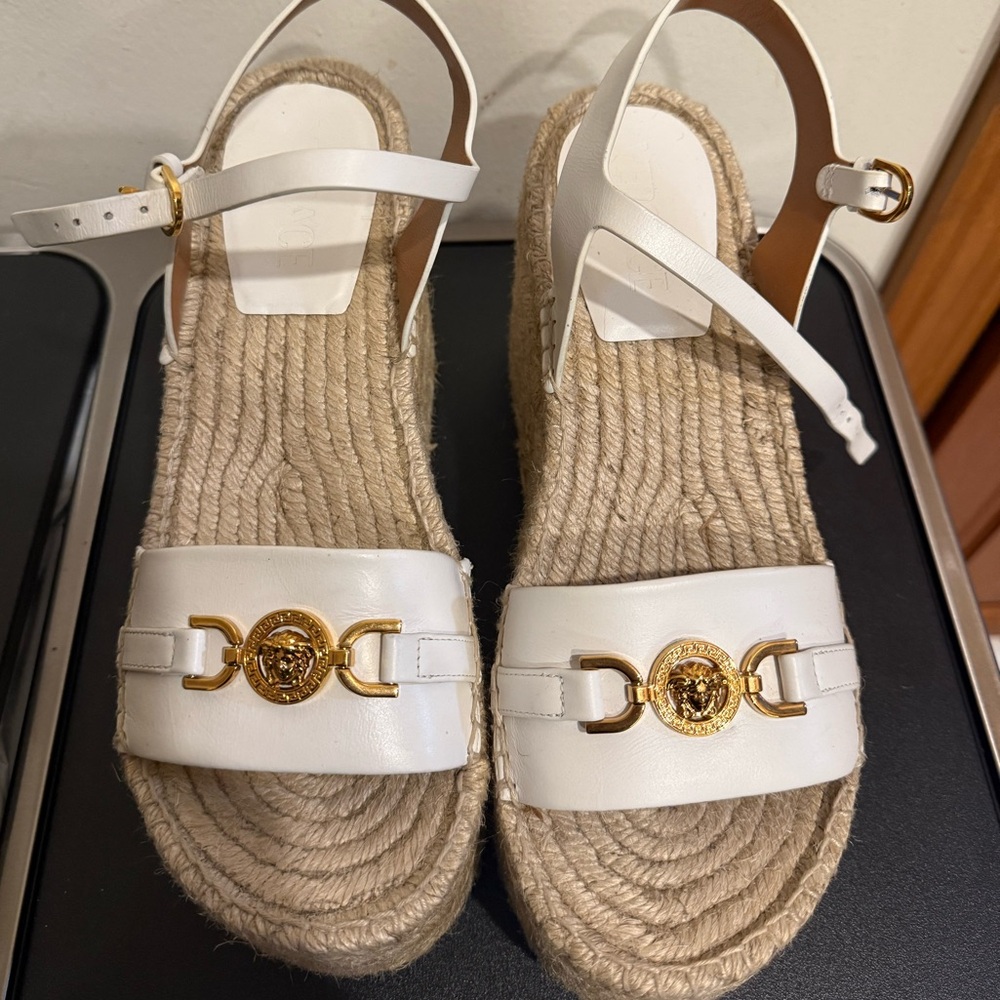 Versace Bianca Ottico platform espadrilles